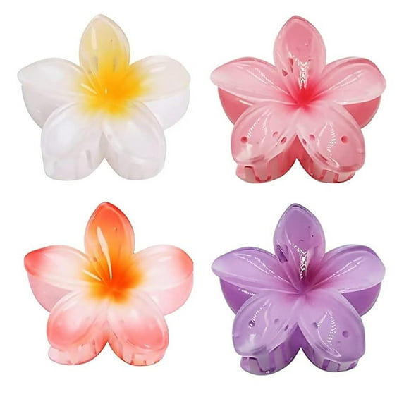Vorkoi Flower Hair Claw Clips-4PCS for Thick Hair,Strong Hold Nonslip,Hawaiian,Cute Large Hair Clips,Banana Clip for Thin Hair,Hair Accessories for Women Girls Holiday Gifts