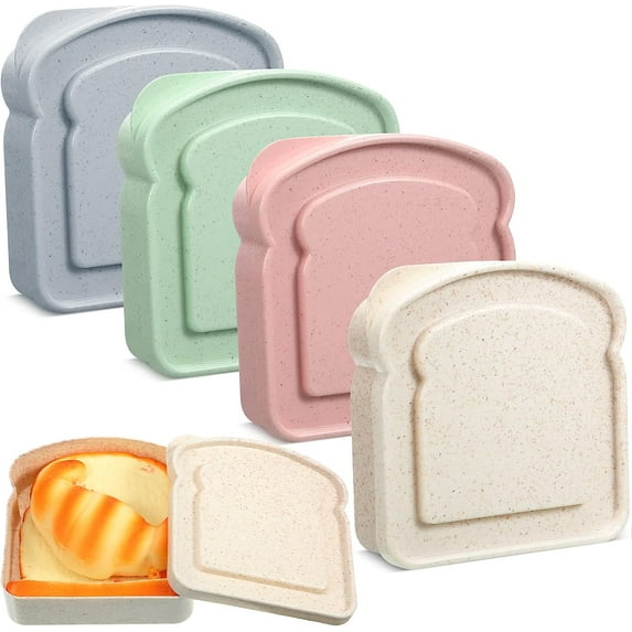 Vorkoi Girls Sandwich Box Practical Plastic Reusable Lunch Bags & Boxes 4 Count