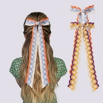 Vorkoi Hair Bows 2Pcs Big Hair Bows for Women Hair Ribbons Oversized Long Tail White Hair Bow Black Hair Bow Large Hair Ribbon Barrettes Metal Clips Bowknot Aesthetic Hair Accessories