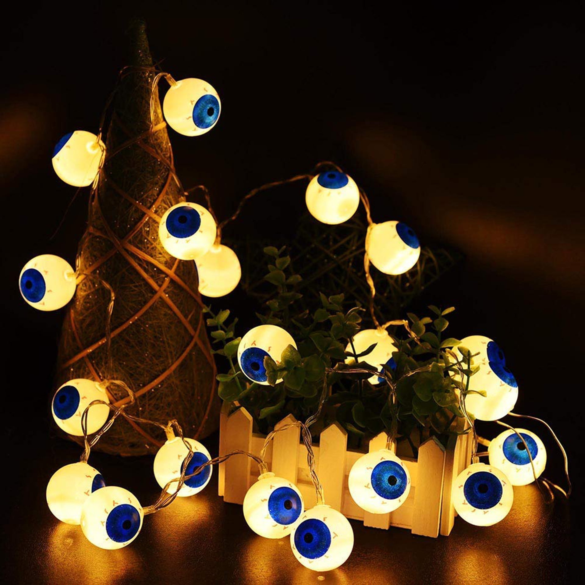 Vorkoi Halloween Eyeball String Lights Decor Clearance for Home-Battery ...