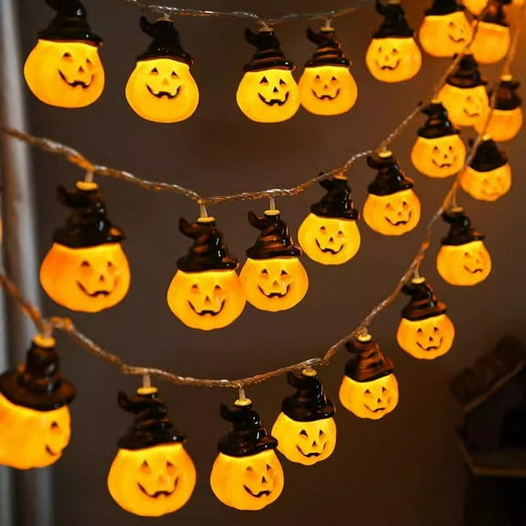 Vorkoi Halloween Pumpkin LED Lights, Pumpkin Orange String Lights with 20 Lantern Lights, Halloween Lanterns String Lights for Indoor Outdoor Party Garden Bedroom Camper Decor