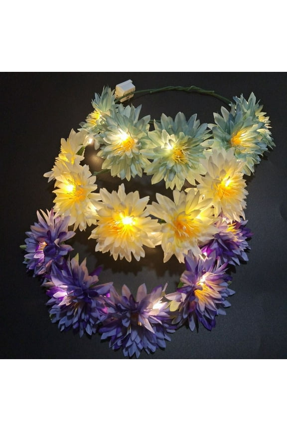 LED Flower Crowns Headbands - Light Up Headband for Women, Garlands Glowing Floral Wreath Crowns for Wedding Beach Party Birthday Halloween Cosplay Christmas Mardi Gras
