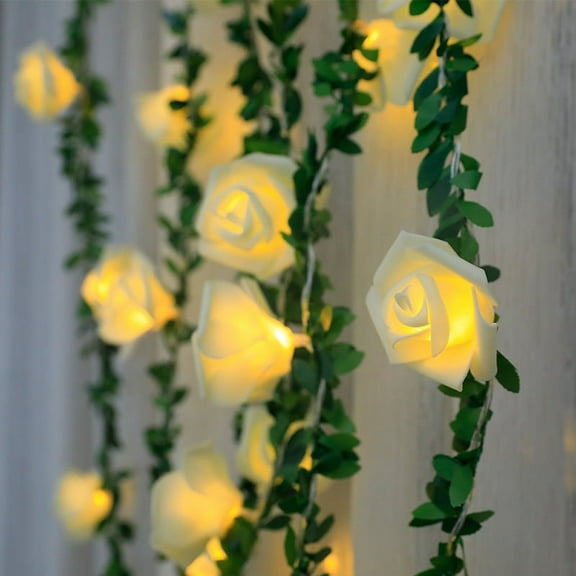 Vorkoi LED Rose Flower String Lights Battery Operated for Wedding Home Party Birthday Festival Indoor Outdoor Decorations