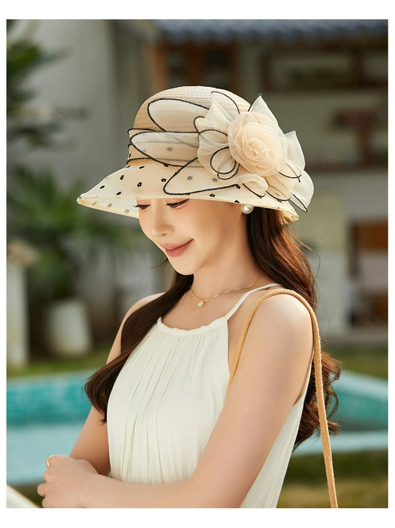 Vorkoi Lady Polka dots Organza Fascinator Sun Hats Women Kentucky
