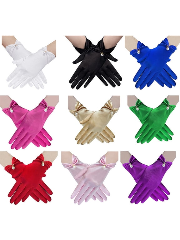 Short Satin Gloves Wrist Length Gloves Women's Gown Gloves Opera Wedding Banquet Dress Glove for Wedding Opera