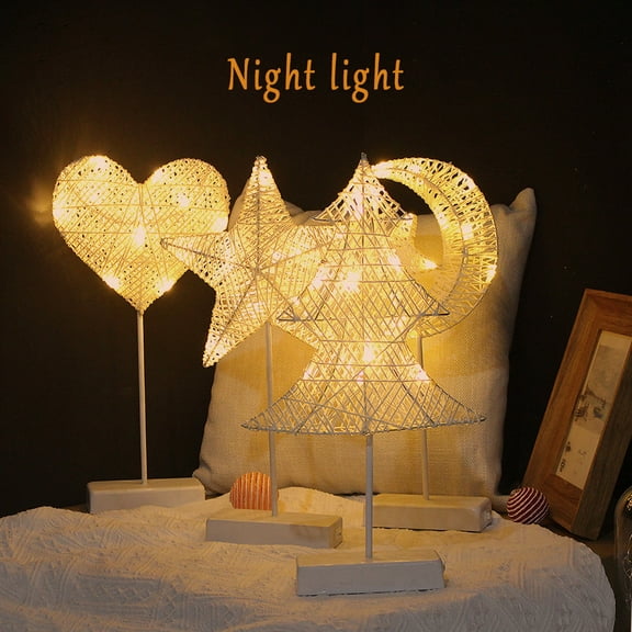 Vorkoi Star Table Lamps Warm White LED Night Light Battery & USB Operated Creative Desk Lamp Mood Light for Wedding Home Bedroom Party Decoration