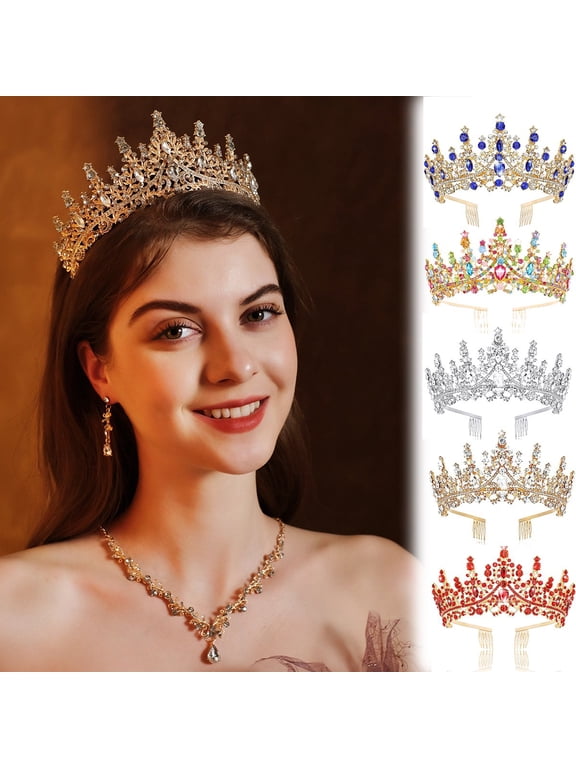 Tiara Crystal Crowns Princess Rhinestone Crown with Combs Bride Headbands Bridal Wedding Prom Birthday Party Hair Accessories Jewelry for Women Girls
