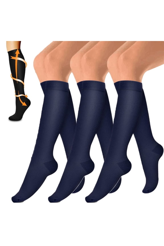 Unisex Athletic Compression Socks 5-20 mmHg Support Socks, Black (3-Pack)
