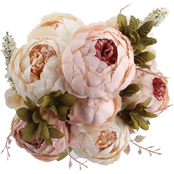 Vorkoi Vintage Artificial Peony Flowers Fake Silk Floral Arrangement Wedding Bouquet Home Office Decor