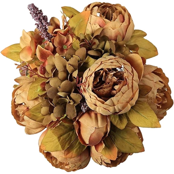Vorkoi Vintage Artificial Peony Flowers Fake Silk Floral Arrangement Wedding Bouquet Home Office Decor