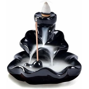 Vorkoi Waterfall Incense Burner, Lotus Backflow Incense Holder Ceramic Censer Cones Sticks Porcelain Holder with 10 Free Mixed Aromatherapy Cones