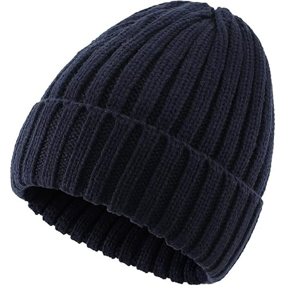 Vorkoi Women's Rib Knit Cuffed Beanie Hat Stretch Acrylic Winter Hat Thick Warm Snow Ski Cap