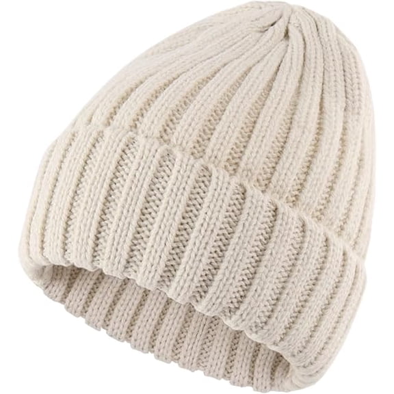 Vorkoi Women's Rib Knit Cuffed Beanie Hat Stretch Acrylic Winter Hat Thick Warm Snow Ski Cap