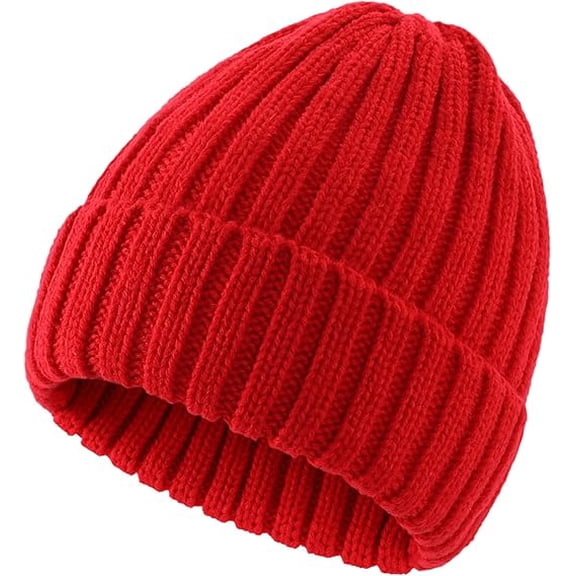 Vorkoi Women's Rib Knit Cuffed Beanie Hat Stretch Acrylic Winter Hat Thick Warm Snow Ski Cap