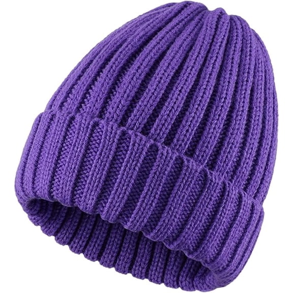 Vorkoi Women's Rib Knit Cuffed Beanie Hat Stretch Acrylic Winter Hat Thick Warm Snow Ski Cap