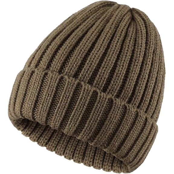 Vorkoi Women's Rib Knit Cuffed Beanie Hat Stretch Acrylic Winter Hat Thick Warm Snow Ski Cap