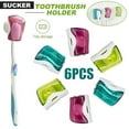 thumbnail image 1 of 6PCS Toothbrush Head Covers with Suction Cup Toothbrush Protective Case Great Toothbrush Cover Holder for Home Travel Outdoor Camping, 1 of 6