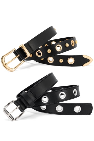 Studded Pant Belt with Silver Buckle - 1.33in Wide Usb Belts main image 3