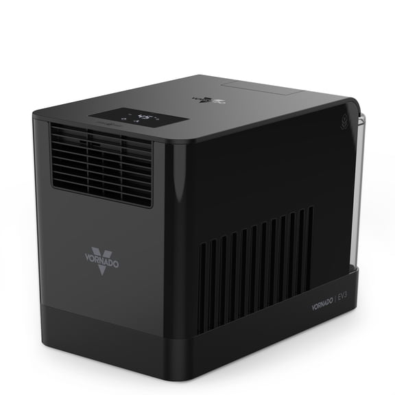 Vornado EV3 Whole Room Evaporative Humidifier, 1.5 gal Capacity, Electronic Humidistat, Top Fill, 54-Hour Run Time, 10 Speed Settings, Energy Efficient, 2 Antimicrobial Wicks, Easy To Clean, Black