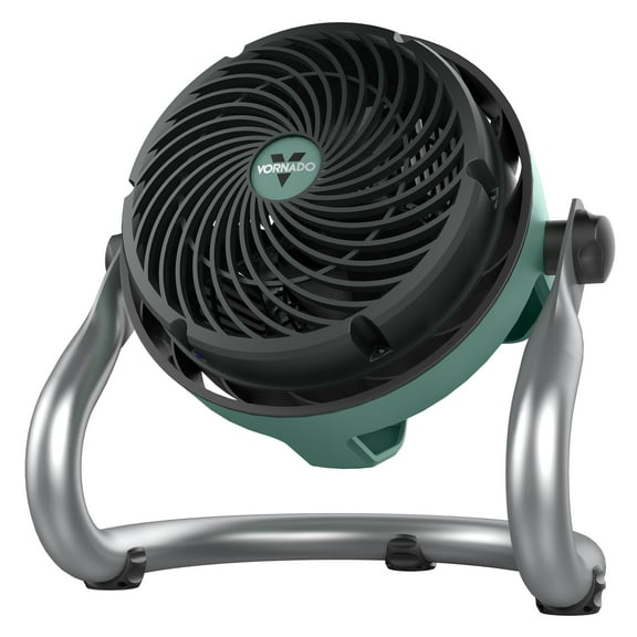 Vornado EXO51 Small Heavy Duty Air Circulator, 3-Speed High Velocity Shop Fan, Dustproof and Water-Resistant Powerful Motor, Industrial High Impact Case, Green