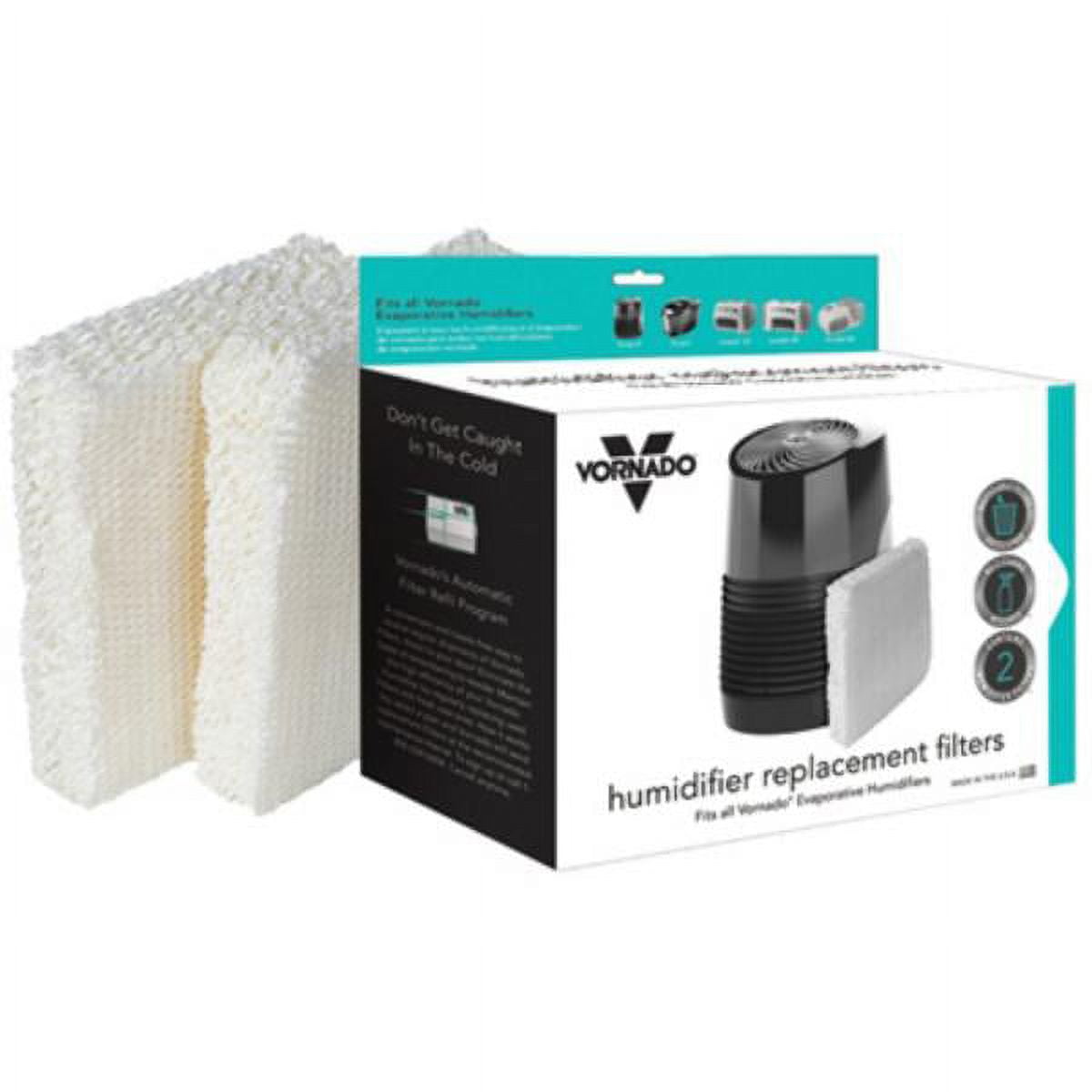 White Antibacterial Humidifier Replacement Wick Filters, Pack of 2