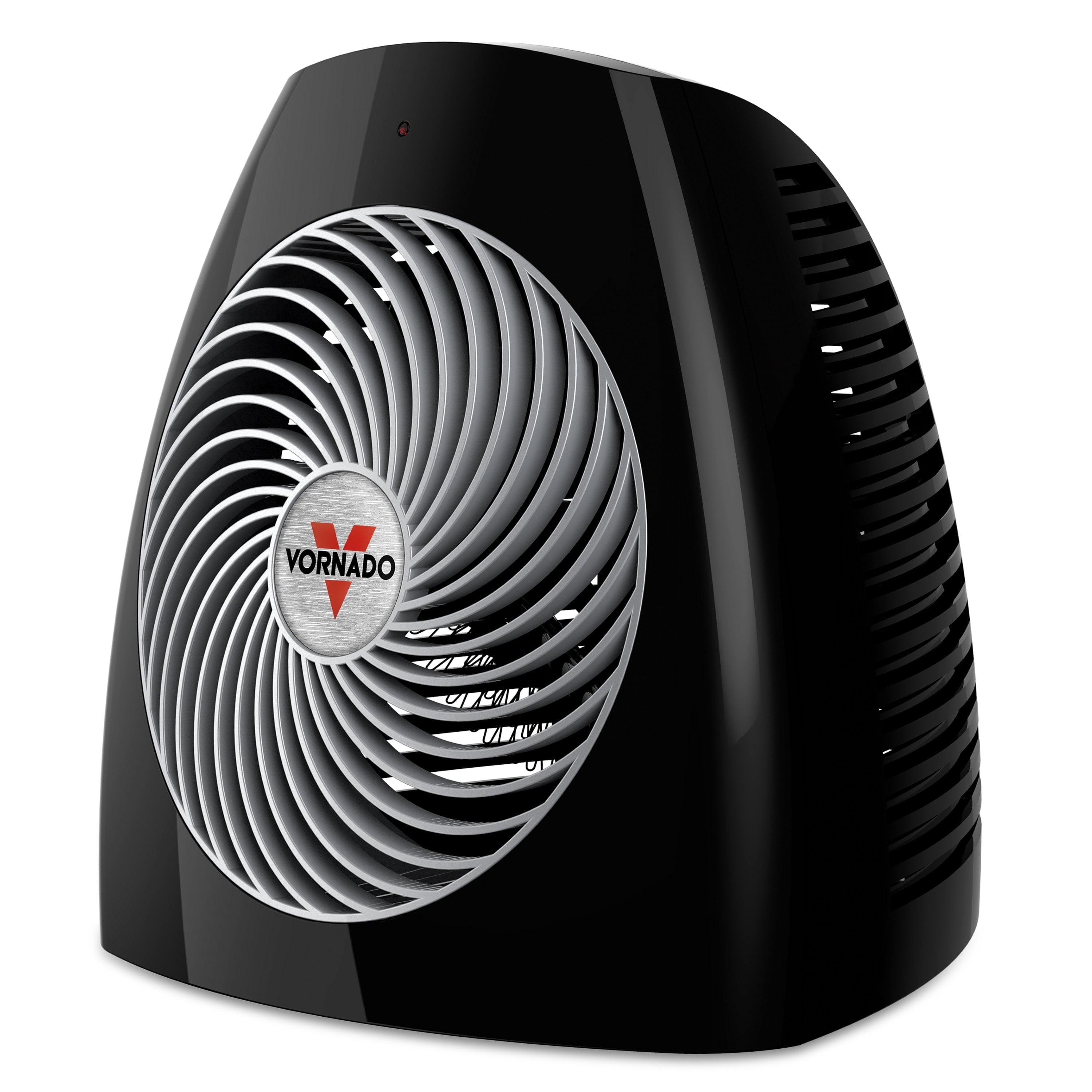 Compact Black Electric Utility Heater with Thermostat and Safety Features
