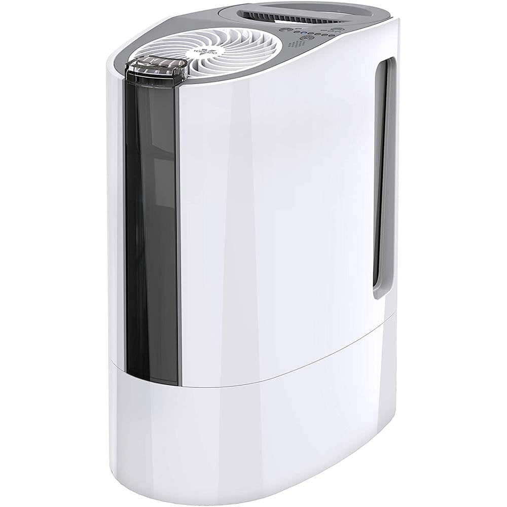 White Ultrasonic Humidifier with Humidistat and Fan