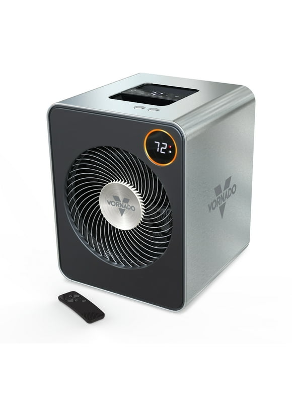 Vornado VMHi600 Whole Room Metal Space Heater, Digital Thermostat, Remote Control, 1500 Watts, Brushed Steel