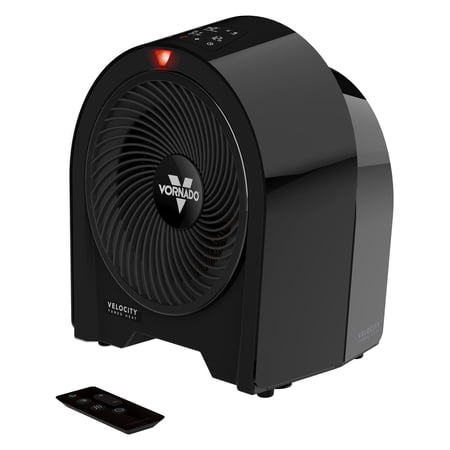 Vornado Velocity 5R (2025) Whole Room Space Heater with Remote, LED Touch Controls, Digital Thermostat, 1-12 Hour Timer, Automatic Climate Control, Powerful Heater for Bedroom, Black