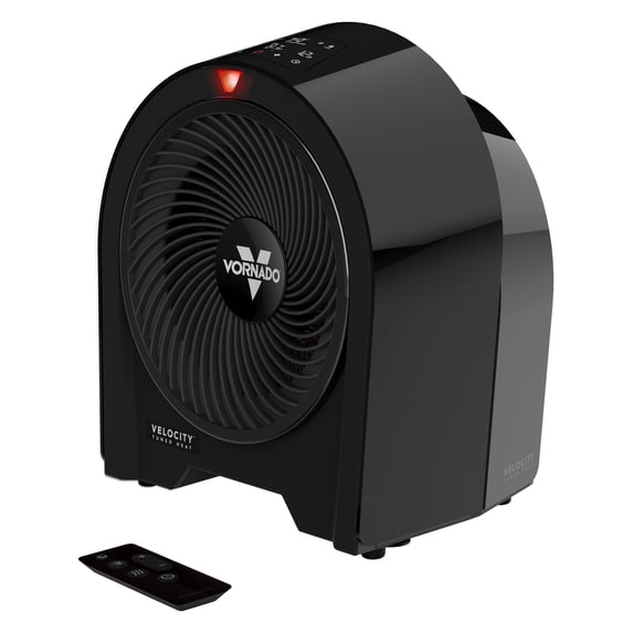 Vornado Velocity 5R (2025) Whole Room Space Heater with Remote, LED Touch Controls, Digital Thermostat, 1-12 Hour Timer, Automatic Climate Control, Powerful Heater for Bedroom, Black