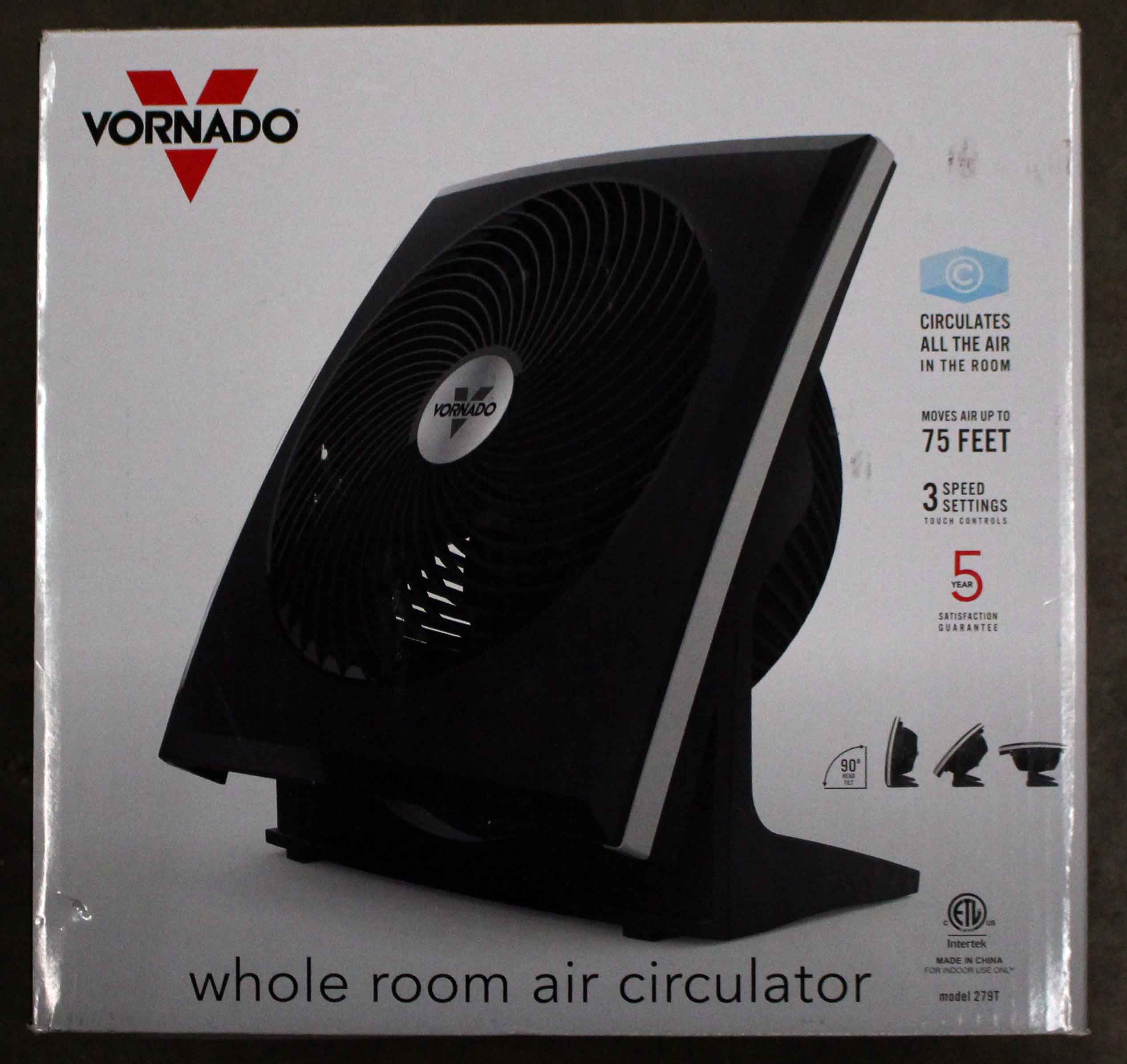 Vornado 279T Large Panel Air Fan Circulator with Tilt, Black - NEW