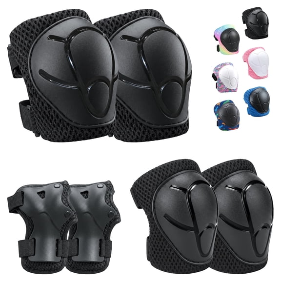 Vornel 6 Pack Protective Gear Set, Adjustable Knee Elbow Wrist Pads for Kids Youth Adult