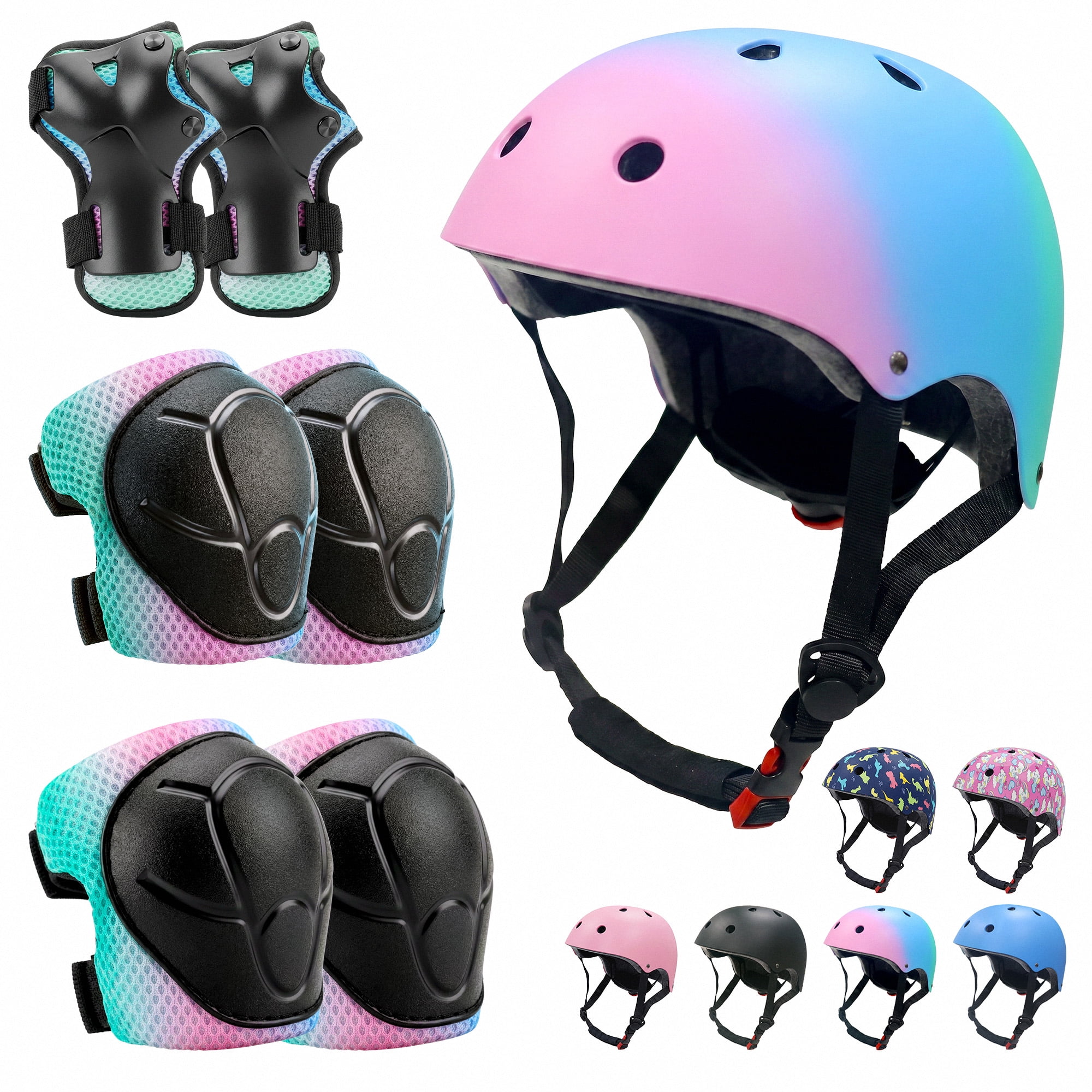 bike helmets and pads for sale Toddler Helmet Set Ages 2-8, Adjustable 7-Piece Scooter Gear all while weighing just under 750g Kids Bike Helmet Set Skateboard