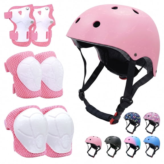 Vornel 7 Pack Helmet and Protective Pads Set for Kids Youth Adult, Adjustable Skate Cycling Rollerblade Protective Gear for Scooter Balance Bike Skateboard Skating Outdoor Sports