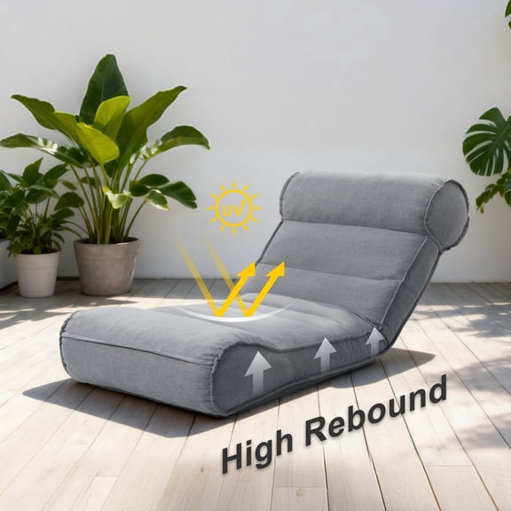 Vornel 83" Adjustable Outdoor Chaise Lounge Bed with Iron Frame, Olefin Fabric Waterproof UV Resistant, 5-Position Recliner for Patio Poolside