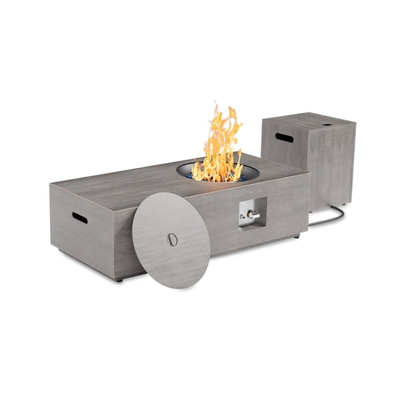 Vornel Light Brown/RGB Light 48" with Ice Bucket Rectangle Propane Outdoor Table,Gas Fire Pit with 50000 BTU