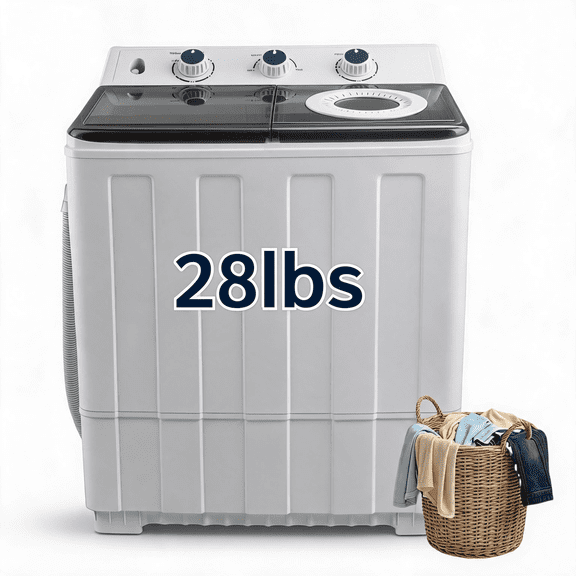 Vornic 28Lbs Portable Washing Machine,18Lbs Washer & 10Lbs Spin Dryer, Twin Tub Compact Washer with Drain Pump, 1300 RPM, Portable Laundry Machine for Apartment, Dorm, RV & Camping