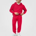 thumbnail image 1 of Vornjynx Boys 2 Piece Outfit (2-14) Fleece Lined Hooded Sweatshirt with and Leg Tied Sweatpants Set Sporty Red, 1 of 7