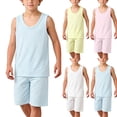 thumbnail image 1 of Vornjynx Boys Casual Outfit Sets Cotton Sleeveless Tank Tops and Baggy Short 2-Piece Summer Breathable Soft Clothes Pink Size 14, 1 of 8
