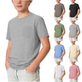 thumbnail image 1 of WAVSUF Boys Short Sleeve T-Shirt Crew Neck with Pocket Short Sleeve Casual Summer Comfort Tee Gray Size 14, 1 of 8