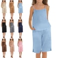 thumbnail image 1 of Vornjynx Girl Outfit Sets 2 Piece Cami Tank Tops and Shorts with Pockets Elastic Waist Comfort Soft Summer Casual Vacation Clothes Beige Size 8, 1 of 10