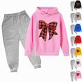 thumbnail image 1 of Vornjynx Girls 2 Piece Outfit （2-13） Hooded Sweatshirt with Christmas Print and Sweatpants Set Casual Clothing Set Pink, 1 of 3