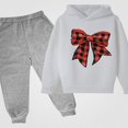 thumbnail image 1 of Vornjynx Girls 2 Piece Outfit （2-13） Hooded Sweatshirt with Christmas Print and Sweatpants Set Casual Clothing Set White, 1 of 3