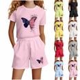 thumbnail image 1 of Vornjynx Girls Outfit Sets Short Sleeve Graphic T-Shirt and Elastic Waist Shorts 2-Piece Summer Casual Cute Clothes Pink Size 5-6T, 1 of 6