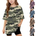 thumbnail image 1 of Vornjynx Girls Short Sleeve Tee Comfort Soft Camouflage Print Round Neck Trendy Summer Casual T-Shirt Gray Size 5, 1 of 10