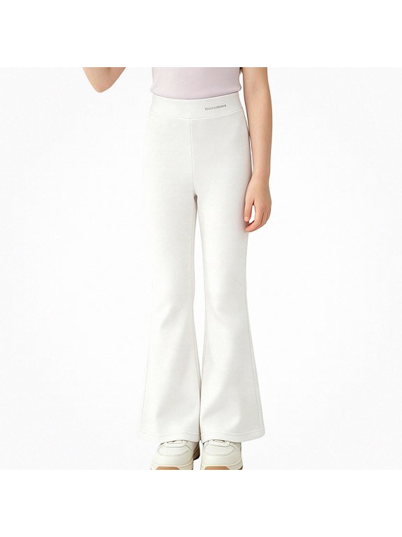 Girls Sweatpants (3-11) Summer Ice Silk Flared Pants Casual Comfortable Base Layer Trousers Cool White