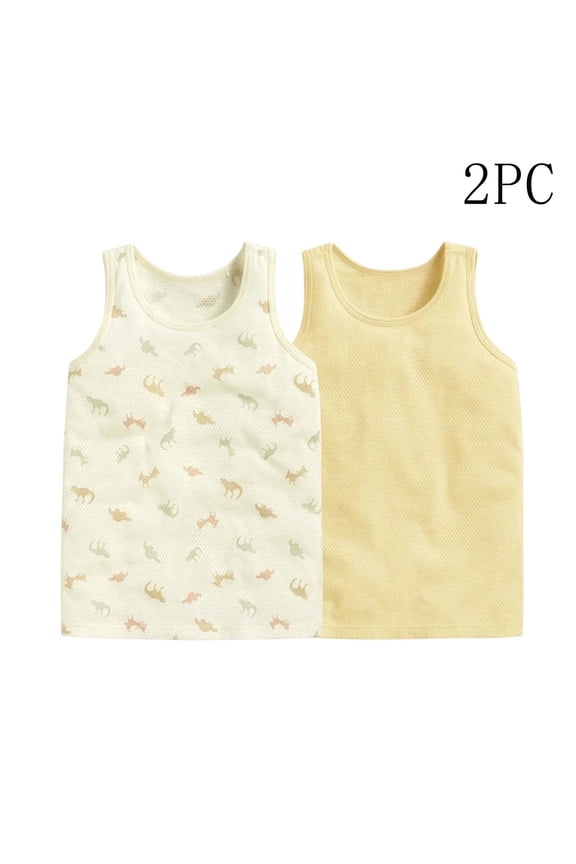 Girls Tank Tops 2pc Round Neck Sleeveless Breathable Mesh Kids Casual Summer Cute Undershirts Multicolor Size 4