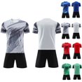 thumbnail image 1 of Vornjynx Kids Boys Outfits 2 Piece Graphic Short Sleeve and Baggy Shorts Summer Football Sports Sets Blue Size 5, 1 of 6