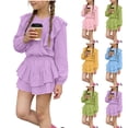 thumbnail image 1 of Vornjynx Kids Girls Outfit Sets Long Sleeve T-Shirt and Tiered Skirt Ruffle Hem Summer Trendy Cute Clothes 2 Piece Pink Size 13, 1 of 10