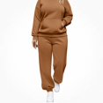 thumbnail image 1 of Vornjynx Plus Size Womens 2 Piece Sets Fall Outfits Hooded Pullover Long Sleeve Tops Jogger Pants Lounge Matching Sets Brown Size 3XL, 1 of 6
